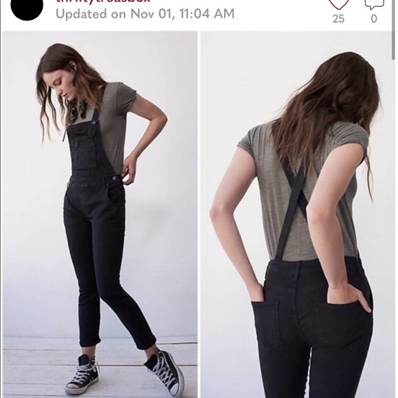 SOLD Washed Denim Overall Black Size 26 Free People - Picture 3 of 6